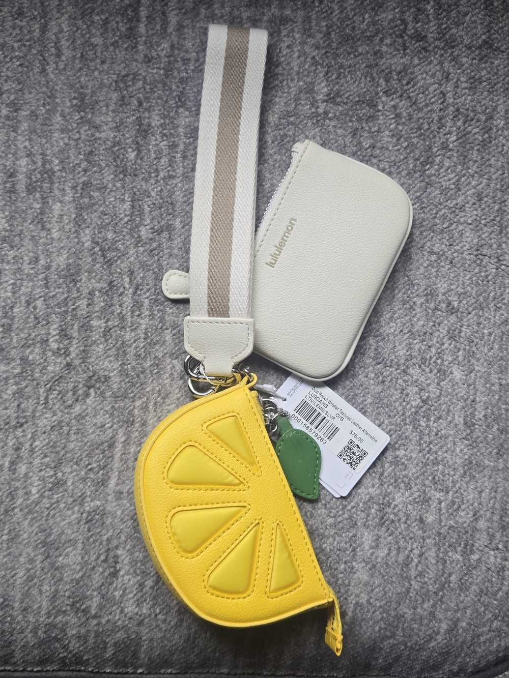 lululemon athletica Yellow Citrus Coin Pouch Keychain with Cream Card Holder